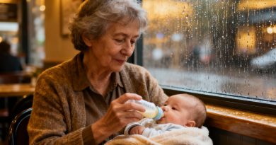 Buvo lietinga diena, kai užsukau į kavinę pamaitinti verkiančios anūkės, tačiau vietoj nuoširdumo sulaukiau negatyvumo srauto… Ir staiga mūsų pusėje pasigirdo aštrus vyriškas balsas — po jo žodžių kavinėje iš karto stojo tyla…